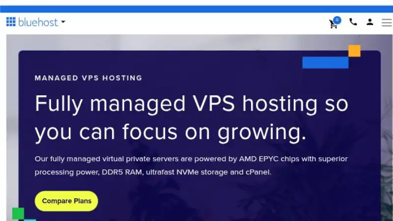 Bluehost managed VPS hosting advertisement