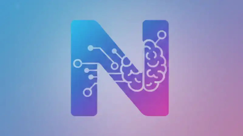 Stylized 'N' with brain and circuits