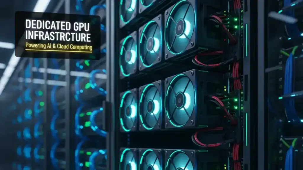 High-tech GPU servers with blue lighting